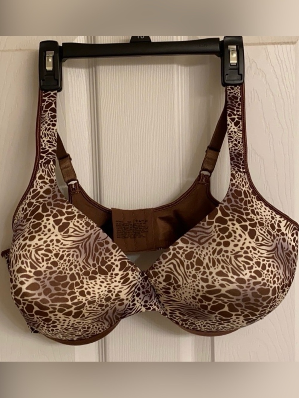 Bali 3472 One Smooth U-Back Brown White Leopard Padded Underwire Bra 38C